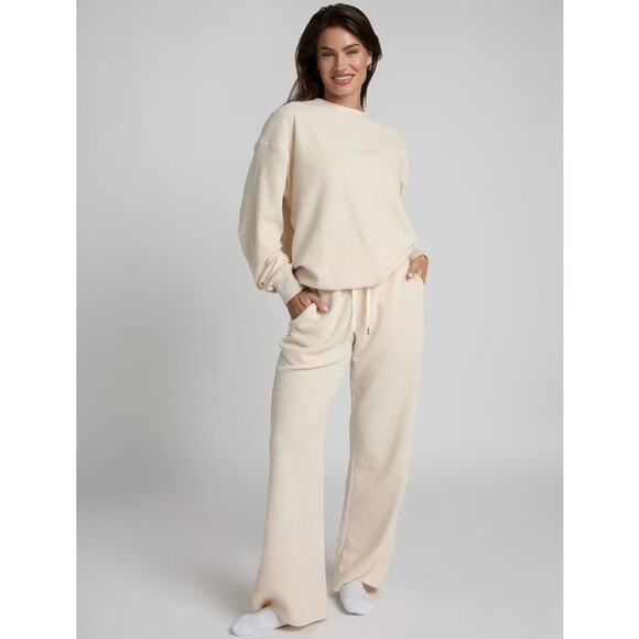 Comfort Pants - New Comfrt Waffle Lounge Set Ivory XL Unisex